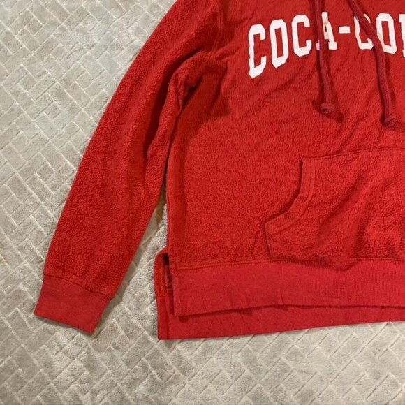 Coca Cola Womens Large Hoodie Sweatshirt Red Spell Out Logo Pullover - Picture 4 of 12